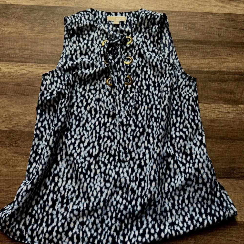 Michael Michael Kors Blue Grommet Sleeveless Blouse M